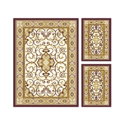 VALENCIA 51127 (Rectangulaire, ( T 150X230 + 2T 60X115 ), MARRON BORDEAUX_CREME)