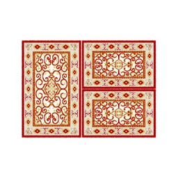 VALENCIA 5112C (Rectangular, ( T 80X130 + 2T 65X100 ), BORDEAUX_CREME)