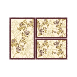 VALENCIA 7599C (Rectangulaire, ( T 80X130 + 2T 65X100 ), MARRON BORDEAUX_CREME)