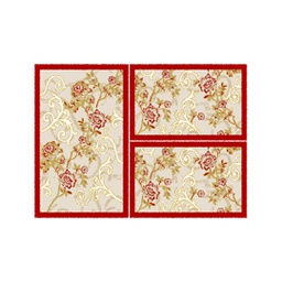 VALENCIA 7599C (Rectangulaire, ( T 80X130 + 2T 65X100 ), BORDEAUX_CREME)