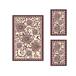 VALENCIA 7659J (Rectangulaire, ( T 150X220 + 2T 75X120 ), MARRON BORDEAUX_CREME)