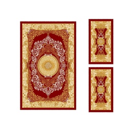 ميلودي 8904E (مستطيل, ( T 130X220 + 2T 60X110 ), أحمر عنابي / قشدي)