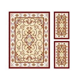 VALENCIA 51124 (Rectangulaire, ( T 160X220 + 2T 60X110 ), BORDEAUX_CREME)