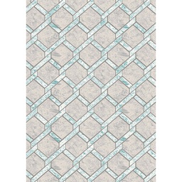 MADRID A0960 (Rectangulaire, 200X280, ECRU SHRINK / BLEU TURQUOISE)