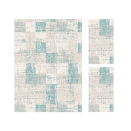 MADRID A0240 (Rectangulaire, ( T 160X220 + 2T 60X110 ), ECRU SHRINK / BLEU TURQUOISE)