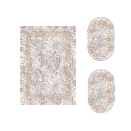 JAKARTA A2746 (Ensembles Variés, ( T 155X220 + 2O 90X55 ), ECRU SHRINK - GRIS CLAIRE)