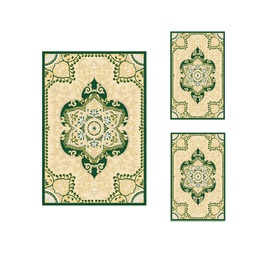 VALENCIA 58293 (Rectangular, ( T 150X220 + 2T 75X120 ), VERT EMERAUDE_CREME)