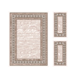 MADRID 98950 (Rectangulaire, ( T 160X220 + 2T 60X110 ), BLANC CASSE SHRINK_MARRON CAFE)