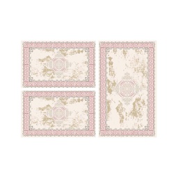 OZEL 97530 (Rectangular, ( T 80X130 + 2T 65X100 ), ECRU SHRINK_BOIS DE ROSE)