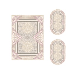 OZEL 96740 (Ensembles Variés, ( T 155X220 + 2O 90X55 ), ECRU SHRINK_BOIS DE ROSE)
