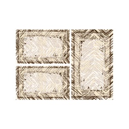MUGLA B4570 (Rectangulaire, ( T 80X130 + 2T 65X100 ), ECRU SHRINK_MARRON CAFE)